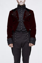 Manteau Homme à Rivets Métalliques Brodés de Palais Gothique en Vin